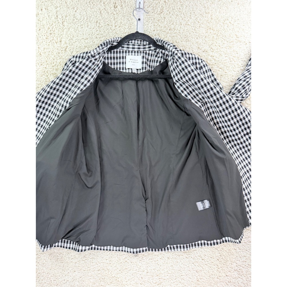 Anthropology Maison d'Amélie Blazer Large Black White Gingham Double Breasted - Picture 5 of 12